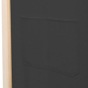 Separè 5 Pannelli Grigio 200x170x4 cm in Tessuto e legno