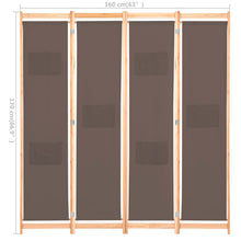 Load image into Gallery viewer, Divisorio a 4 Pannelli Marrone 160x170x4 cm in Tessuto