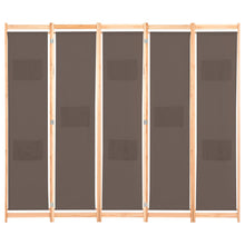 Load image into Gallery viewer, Separè 5 Pannelli Marrone 200x170x4 cm in Tessuto e legno