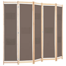 Load image into Gallery viewer, Separè 5 Pannelli Marrone 200x170x4 cm in Tessuto e legno