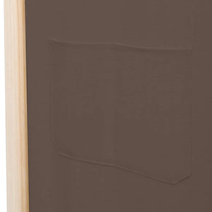 Separè 5 Pannelli Marrone 200x170x4 cm in Tessuto e legno