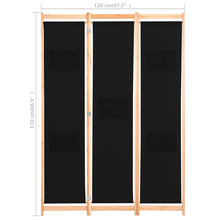Load image into Gallery viewer, Separè 3 Pannelli Nero 120x170x4 cm in Tessuto e legno