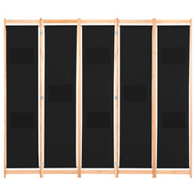 Load image into Gallery viewer, Separè 5 Pannelli Nero 200x170x4 cm in Tessuto e legno