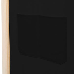 Separè 5 Pannelli Nero 200x170x4 cm in Tessuto e legno