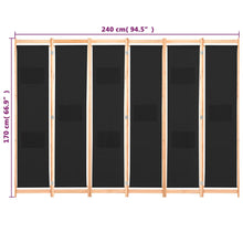 Load image into Gallery viewer, Divisorio a 6 Pannelli Nero 240x170x4 cm in Tessuto