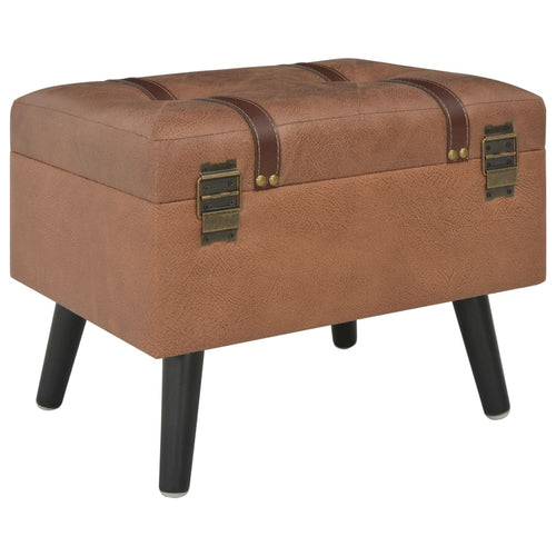 Pouf con Vano Contenitore 40 cm in Similpelle Marrone