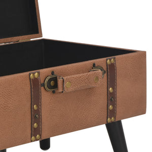 Pouf con Vano Contenitore 40 cm in Similpelle Marrone