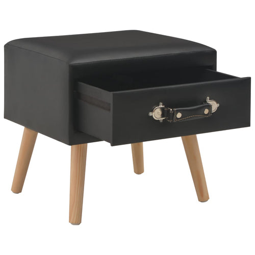 Pouf Nero con Cassetto 40x35x40 cm in Ecopelle