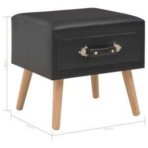 Pouf Nero con Cassetto 40x35x40 cm in Ecopelle