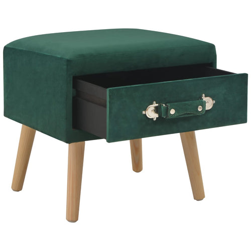 Pouf Verde con cassetto 40x35x40 cm in Velluto
