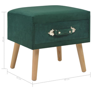 Pouf Verde con cassetto 40x35x40 cm in Velluto