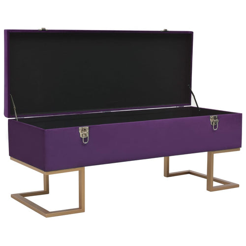 Panca Pouf con Vano Portaoggetti 105 cm Viola in Velluto