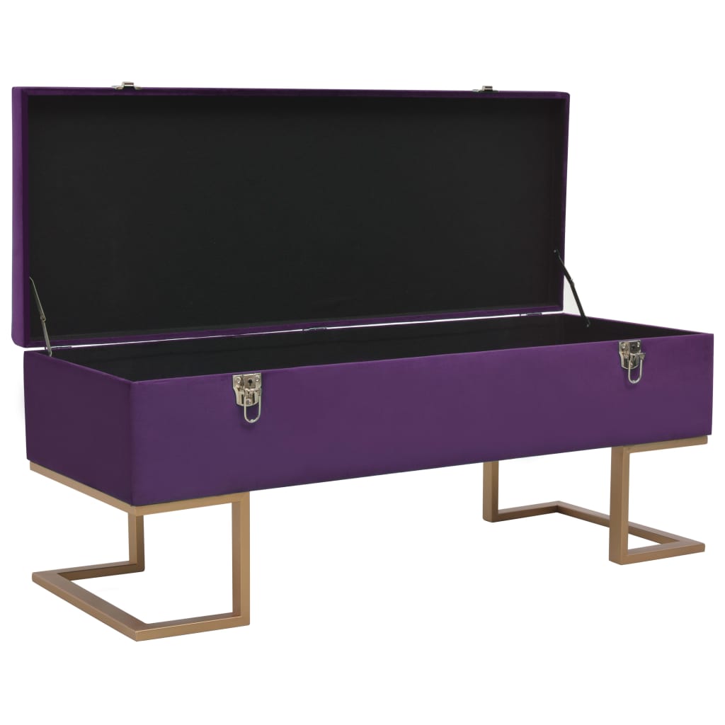 Panca Pouf con Vano Portaoggetti 105 cm Viola in Velluto