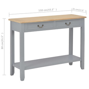 Tavolo Consolle Grigio 110x35x80 cm in Legno