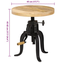 Indlæs billede til gallerivisning Tavolino 45x(45-62) cm in Legno Massello di Mango e Ghisa