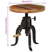 Indlæs billede til gallerivisning Tavolino 45x(45-62) cm in Legno Massello di Recupero e Ghisa