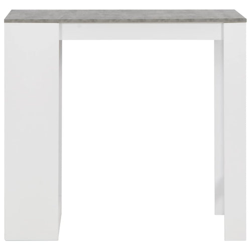 Tavolo Bar con Ripiani Bianco con Piano Grigio Cemento 110x50x103 cm