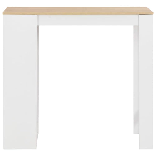 Tavolo Bar con Ripiani Bianco e piano Rovere 110x50x103 cm