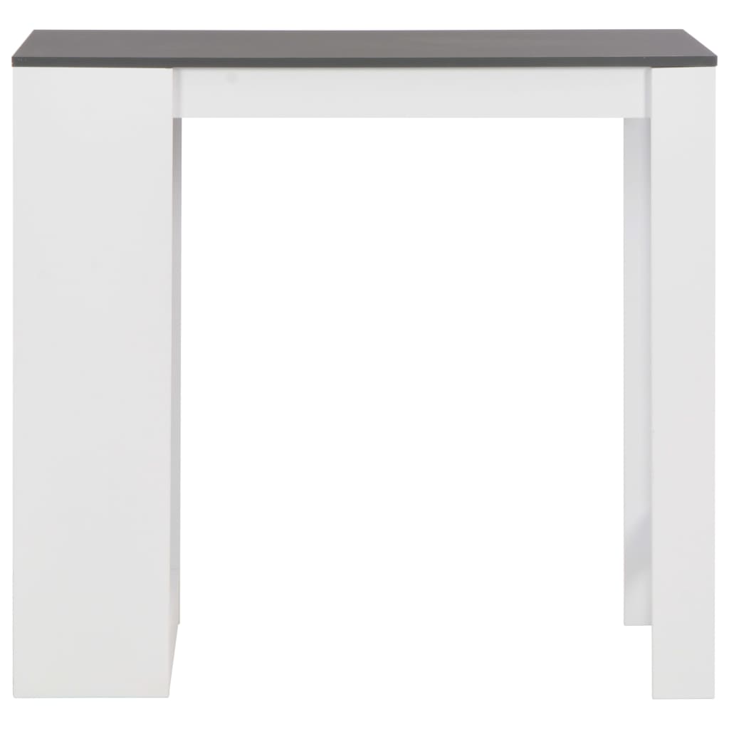Tavolo Bar con Ripiani Bianco e piano Grigio 110x50x103 cm