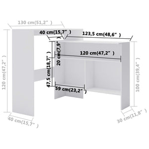 Tavolo Bar 2 Livelli Bianco 130x40x120