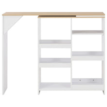 Charger l&#39;image dans la galerie, Tavolo Bar con Scaffale Bianco con piano Rovere 138x39x110 cm