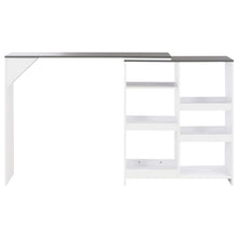 Charger l&#39;image dans la galerie, Tavolo Bar con Scaffale Bianco con piano Grigio 138x39x110 cm