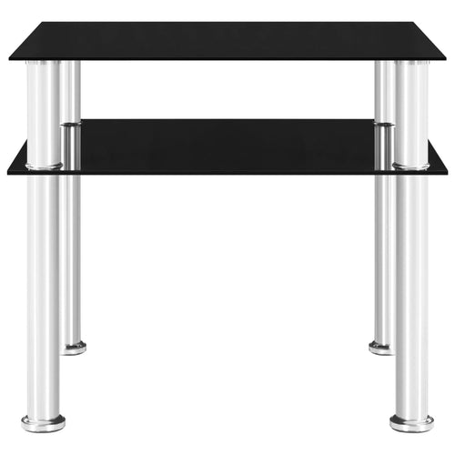 Tavolino Nero 45x50x45 cm in Vetro Temperato