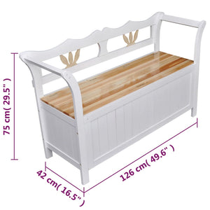 Cassapanca 126x42x75 cm in Legno Bianca