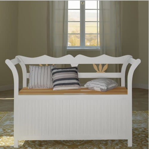 Cassapanca 126x42x75 cm in Legno Bianca