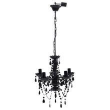 Charger l&#39;image dans la galerie, Lampadario in Cristallo con 5 Lampadine Nero