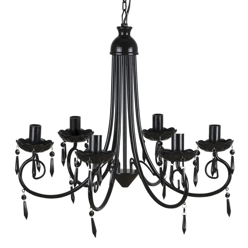 Lampadario da Soffitto Pendente Elegante Nera 6 Portalampade