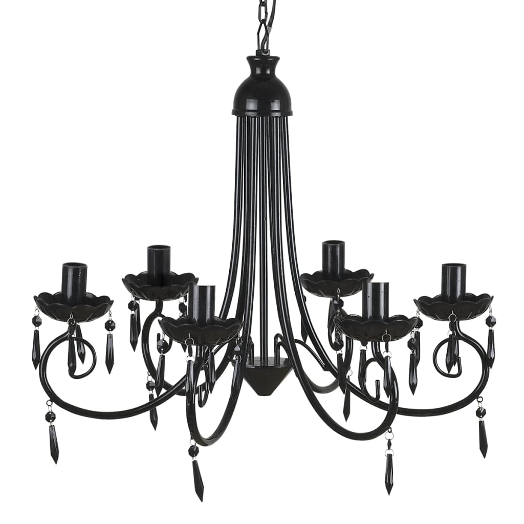 Lampadario da Soffitto Pendente Elegante Nera 6 Portalampade