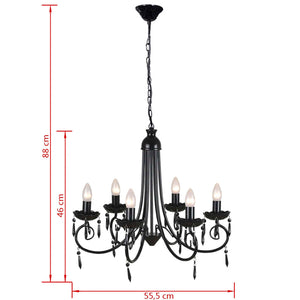 Lampadario da Soffitto Pendente Elegante Nera 6 Portalampade