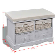 Load image into Gallery viewer, Cassapanca Bianca 62x33x42 cm in Legno di Paulownia