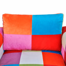 Load image into Gallery viewer, Poltrona a Cubo con Gambe Cromo e Design Patchwork in Tessuto