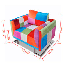 Carica l&#39;immagine nel visualizzatore di Gallery, Poltrona a Cubo con Gambe Cromo e Design Patchwork in Tessuto