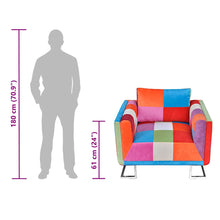 Load image into Gallery viewer, Poltrona a Cubo con Gambe Cromo e Design Patchwork in Tessuto
