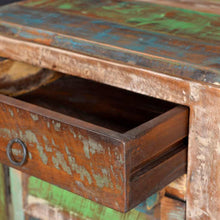 Indlæs billede til gallerivisning Tavolino Laterale con 1 Cassetto e 1 Anta in Legno di Recupero