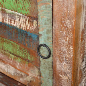 Tavolino Laterale con 1 Cassetto e 1 Anta in Legno di Recupero