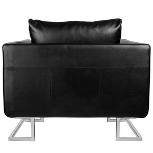 Poltrona Nera con Gambe Cromate Nera in Similpelle