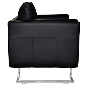 Poltrona Nera con Gambe Cromate Nera in Similpelle