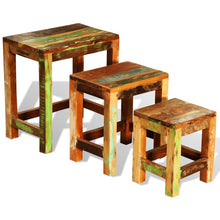 Carica l&#39;immagine nel visualizzatore di Gallery, Tavolini Impilabili Set 3 pz in Legno Vintage di Recupero