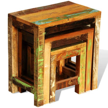 Carica l&#39;immagine nel visualizzatore di Gallery, Tavolini Impilabili Set 3 pz in Legno Vintage di Recupero