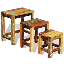 Carica l&#39;immagine nel visualizzatore di Gallery, Tavolini Impilabili Set 3 pz in Legno Vintage di Recupero