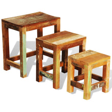 Carica l&#39;immagine nel visualizzatore di Gallery, Tavolini Impilabili Set 3 pz in Legno Vintage di Recupero