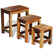 Carica l&#39;immagine nel visualizzatore di Gallery, Tavolini Impilabili Set 3 pz in Legno Vintage di Recupero