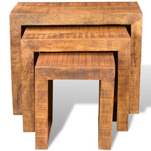 Indlæs billede til gallerivisning Tavolini Impilabili Set 3 pz in Legno Massello di Mango