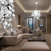 Charger l&#39;image dans la galerie, Lampadario da Soffitto Foglie e Paillette 21,5 x 30 cm Argento