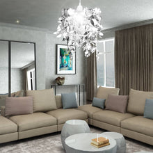 Charger l&#39;image dans la galerie, Lampadario da Soffitto Foglie e Paillette 21,5 x 30 cm Argento