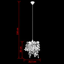 Charger l&#39;image dans la galerie, Lampadario da Soffitto Foglie e Paillette 21,5 x 30 cm Argento